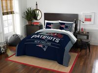 New England Patriots - 3 Piece FULL/QUEEN Size Printed Comforter Set - Entire Set Includes: 1 Full/Queen Comforter (86" x 86") & 2 Pillow Shams - NFL Football Bedding Bedroom Accessories