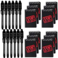 HeroFiber Invisible Ink Spy Pen - Black - with UV Light (12 Pack) + Mini TOP Secret Notepads (12 Pack). - Perfect Favor for Spy Parties, Stocking Stuffers, Pinatas, Science Fairs, and More