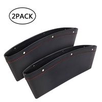 AMOYON Car Gap Filler, 2 Pack Premium Leather Seat Gap Pockets for Car Console Organizer Seat Side Storage Box Holding Phone Sunglasses Keys, Black