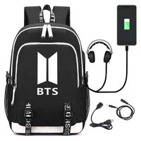 Kpop BTS Middle School College Bag Laptop Backpack for Women Men with USB Charging Port