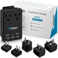 Odoga Travel Adapter Kit - Universal Power Adapter with 2 AC Outlets, 2 USB Ports - International Power Adapters Plugs for Europe, UK, China, Australia, Japan & More