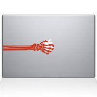 The Decal Guru Skeleton Hand MacBook Decal Vinyl Sticker - 13" MacBook Air - Orange (1172-MAC-13A-P)