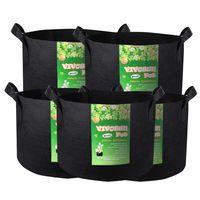 VIVOSUN 5-Pack 25 Gallon Plant Grow Bags, Premium Series 300G Thichkened Non-Woven Aeration Fabric Pots w/Handles - Reinforced Weight Capacity & Extremely Durable (Black)