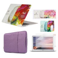 Funut 5 in 1 Bundle Deal Rubber Coated Glossy Plastic Hard Case Shell, Keyboard Cover, Screen Protector, Mouse Pad and Sleeve Bag for Apple MacBook Pro 13 A1278, Left and Right Brain