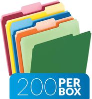 Two-Tone Color File Folders, Letter Size, Assorted Colors, 1/3 Cut, 200 per Box
