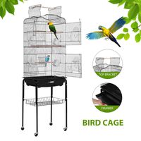 VIVOHOME 59.8 Inch Wrought Iron Bird Cage with Play Top and Rolling Stand for Parrots Conures Lovebird Cockatiel Parakeets