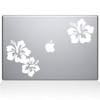 The Decal Guru Hibiscus Decal Vinyl Sticker, 13" MacBook Pro (2015 & Older Models), White (1456-MAC-13P-W)