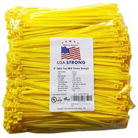 Cable Ties. Standard Duty 7.6 Inch Premium Nylon Wire Management Zip-Ties. 50 LB Tensile Strength USA Strong Cable Ties (1000 Pack, Yellow)