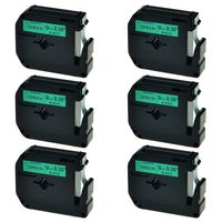 SuperInk 6 Pack Compatible for Brother P-Touch M721 MK721 M-K721 Label Tape 9mm (3/8 Inch) x 8m (26.2ft) Black on Green M Series Tapes use for PT-65 PT-70 PT-85 PT-80 PT-90 Label Maker Printer