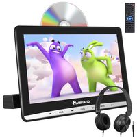 NAVISKAUTO 12" Car DVD Player with Free Headphone, 1366x768 HD Screen and Inhalation Drive Support Sync Screen, AV in & Out, Last Memory, Region Free