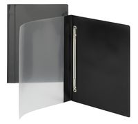 Smead Clear Front Poly Report Cover, Metal Prong Side Fastener with Compressor, 1/2" Capacity, Letter Size, Black, 10 per Pack (87410)