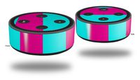 Skin Wrap Decal Set 2 Pack for Amazon Echo Dot 2 - Psycho Stripes Neon Teal and Hot Pink (2nd Generation ONLY - Echo NOT Included)