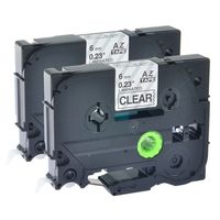 GREENCYCLE 2PK Black on Clear Label Tape Compatible for Brother TZE 111 TZe111, 0.24 Inch, PT-D600 Labeling Maker