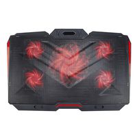 LINGSFIRE Laptop Cooling Pad 12-17inch Ultra Quiet Laptop Cooler Stand Notebook Cooling Fan Chill Mat for Gaming Laptop with 5 Fans, Red LED Lights, 2 USB Ports, 8 Adjustable Height (Black)