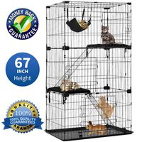Large 3-Tier Cat Cage Pet Playpen Cat Crate Kennels 67" Height Kitten House Furniture Wire Metal Pet Enclosure w/3 Front Doors 2 Ladders 2 Platforms Bed Hammock Cat Condo for Ferret Rat Cat chinchilla