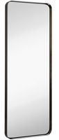 Hamilton Hills Contemporary Brushed Metal Tall Black Wall Mirror | Glass Panel Black Framed Rectangle Deep Set Design (18" x 48")