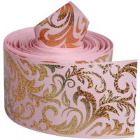 Pink Color Series with Gold Foil Twigs Single Face Printed Grosgrain Ribbon 3" X 5 Yards for Hair Bow Hair Clip Gift Wrapping (Gold Foil Twigs)