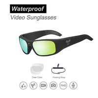 OHO sunshine Waterproof Video Sunglasses, 1080P HD Outdoor Sports Action Camera with 32GB Built-in Memory and Black Polarized UV400 Protection Safety Lenses with Golden Coating,Unisex Sport Design