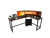 SZXKT L Shaped Desk Home Office Large Desk Panel Computer Desk Sturdy Computer Table Writing Desk Workstation (Walnut)