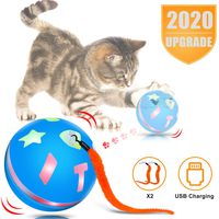 uniwood Interactive Cat Toy Ball, USB Rechargeable Motion Ball, 360 Degree Self Rotating Ball with Red LED Light, for Kitty's Indoor Play and Exercise