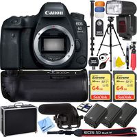 Canon EOS 6D Mark II 26.2MP Full-Frame Digital SLR Camera (Body Only) Pro Memory Triple Battery & Grip SLR Video Recording Bundle - Newly Released 2018 Beach Camera