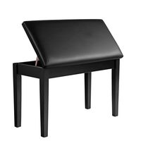 SONGMICS Wooden Duet Piano Bench with Padded Cushion and Music Storage Black ULPB75BK