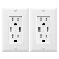 TOPGREENER 3.1A USB Outlet, USB Wall Outlet, 15A TR Receptacle, for iPhone XS/MAX/XR/X/8/7/6s/Plus, iPad, LG, HTC and more, Compatible Samsung Galaxy S9/S8/S7/S6, Note9/8/7 and more, 2-Pack, White