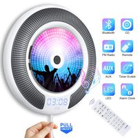 Bluetooth CD Player Portable Wall Mountable Gueray Built-in HiFi Speakers with LCD Screen Display Home Audio FM Radio USB MP3 Music Player 3.5mm AUX Jack Cable Switch & Remote Control White