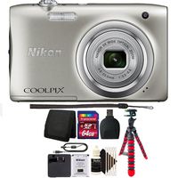 Nikon COOLPIX A100 20.1MP f/3.7-6.4 Max Aperture Compact Digital Camera 64GB Accessory Kit Silver