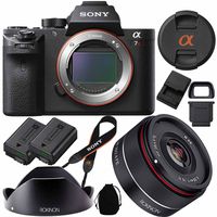 Sony a7R II Full-frame Mirrorless 42.4MP Camera with Rokinon 35mm f/2.8 FE (IO35AF-E) Ultra Compact Wide Angle Full Frame Lens Bundle