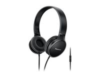 PANASONIC 2-Tone Color Foldable Headphones with Microphone, Call Controller and 3.9 ft Audio Cord Compatible with iPhone, BlackBerry, Android - RP-HF300M-K - On-Ear Headphones (Black/Black)