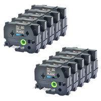 GREENCYCLE Pack of 10 Compatible for Brother Laminated Label Tape Labeling Cassette White on Black 24 mm x 8 m 1'' 26.2ft TZe355 TZ-355 TZe-355 TZ355 TZe TZ 355 P-Touch PT2430PC PT-P700 PT-P750W