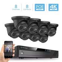 Amcrest 4K Security Camera System w/ 4K 8CH PoE NVR, (8) x 4K (8-Megapixel) IP67 Weatherproof Metal Turret Dome POE IP Cameras, 2.8mm Lens, Hard Drive Not Included, NV4108E-IP8M-T2499EB8 (Black)