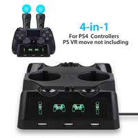 EEEKit 4 in 1 Charging Dock Station PS4 VR Controllers Charger Stand for Playstation PS4/MOVE/PS4 VR