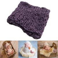Baby Photography Props Basket Braid Wool Wrap Newborn Photo Shoot Baskets Filler Posing Stuffer Background Blanket (Purple)