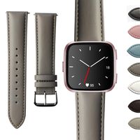 Mtozon Leather Bands Compatible Fitbit Versa, Genuine Leather Strap Wristbands Replacement Classic Women Men，Tan