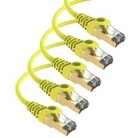 Maximm Cat7 Ethernet Cable, 15 Feet, Yellow, 5-Pack - Pure Copper - RJ45 Gold-Plated Snagless Connectors 600 MHz, 10 Gbps. for Fast Network & Computer Networking + Cable Clips and Ties