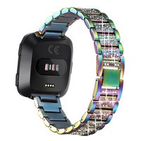 bayite Bling Bands Compatible with Fitbit Versa Band for Women, Metal Bracelet Replacement Wristband Smartwatch Accessories, Pearlescent