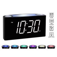 Rocam Digital Alarm Clock for Bedrooms - Large 6.5" LED Display with Dimmer, Snooze, 7 Color Night Light, Easy to Set, USB Chargers, Battery Backup, 12/24 Hours for Heavy Sleepers, Kids, Desk, Elderly