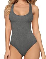 MANGOPOP Women's Mock Neck/Turtle Neck Long Sleeve Modal Bodysuit Jumpsuit (Scoop Neck Tank Top (Dark Heather Grey), Small)
