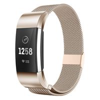 Smasy Replacement Bands Compatible for Fitbit Charge 2, Stainless Steel Metal Lock Replacement Wristband for Women Men (Small, Champange)