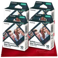 Fujifilm Instax Square Star-Illumination Film - 40 Exposures - Compatible Instax Square SQ6, SQ10 and SQ20 Instant Cameras + FiberTique Cleaning Cloth