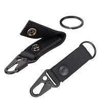 XTACER Tactical Molle Key Ring Gear Key Keeper Keychain Snap Secure Black (Pack of 2)