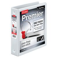 Cardinal Premier Easy Open 3-Ring Binder, 1.5", ONE-Touch Easy Open Locking Round Rings, 325-Sheet Capacity, ClearVue Cover, PVC-Free, White (11110CB)