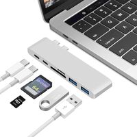 USB C Hub Multiport Adapter - C Dock USBC Hub 6-in-1 Compatible with MacBook Pro 2018/2017/2016, Thunderbolt 3 USB-C Port, USB C Port, 2 x USB 3.0 Ports, SD/Micro SD/TF Card Reader