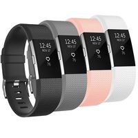 Tobfit Sport Silicone Bands Compatible for Fitbit Charge 2 Classic & Special Edition, 4 Pack, White/Black/Grey/Blush Pink, Small
