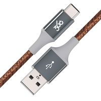 360 Electrical 360654-LR Habitat 4ft Premium Braided Charging Cable with USB-C to USB-A Connectors - Authentic Collection-Leather