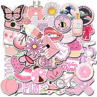 MSOLE 50PCS Pink Cute Vsco Waterproof Stickers for Water Bottles Laptop HydroFlasks Aesthetic Trendy Decal Stickers for Mac Computer Phone Guitar for Kids Teens Girls