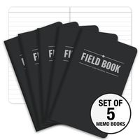 Field Notebook - 3.5"x5.5" - Black - Lined Memo Book - Pack of 5