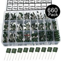 Capacitor Kit, Metalized Mylar Polyester Film Capacitor Assorted Assortment Box Kit Set 100V - Through Hole Capacitors, Range 0.22NF- 470NF, Pack of 660, by Ltvystore (Polyester-660PCS)